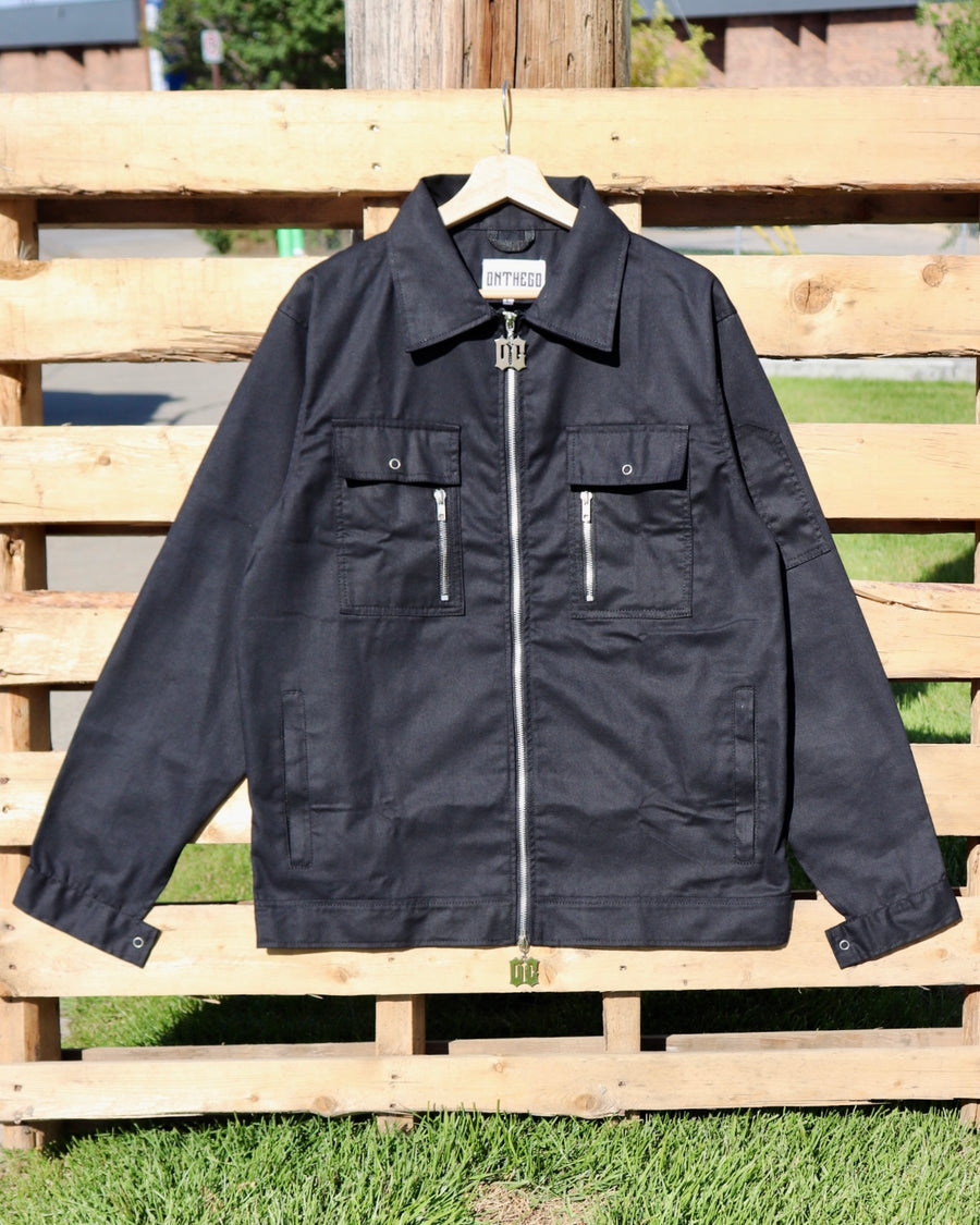 Long-Sleeves Lightweight Denim Double Zipper Shirt in Black (Pre-order)