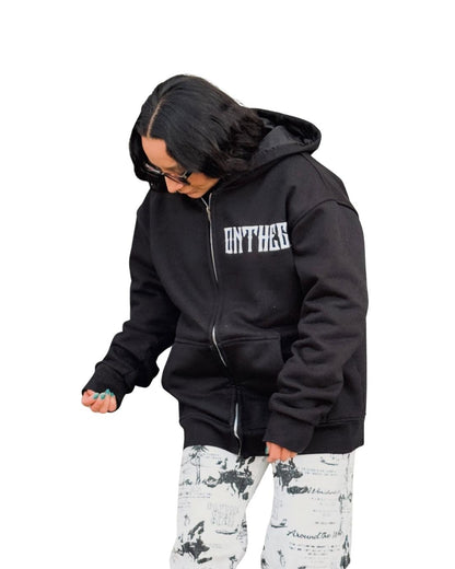 Heavy Cotton Zip-up Hoodie (Black)
