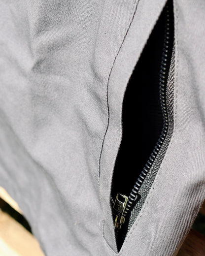 Short Sleeve Lightweight Denim Double Zipper Shirt in Silver Grey (Pre-order)