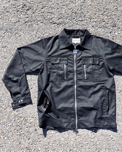 Long-Sleeves Lightweight Denim Double Zipper Shirt in Black (Pre-order)
