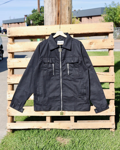 Long-Sleeves Lightweight Denim Double Zipper Shirt in Black (Pre-order)