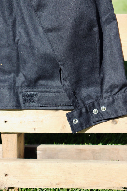 Long-Sleeves Lightweight Denim Double Zipper Shirt in Black (Pre-order)