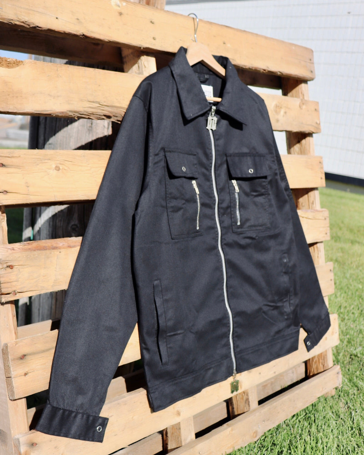 Long-Sleeves Lightweight Denim Double Zipper Shirt in Black (Pre-order)